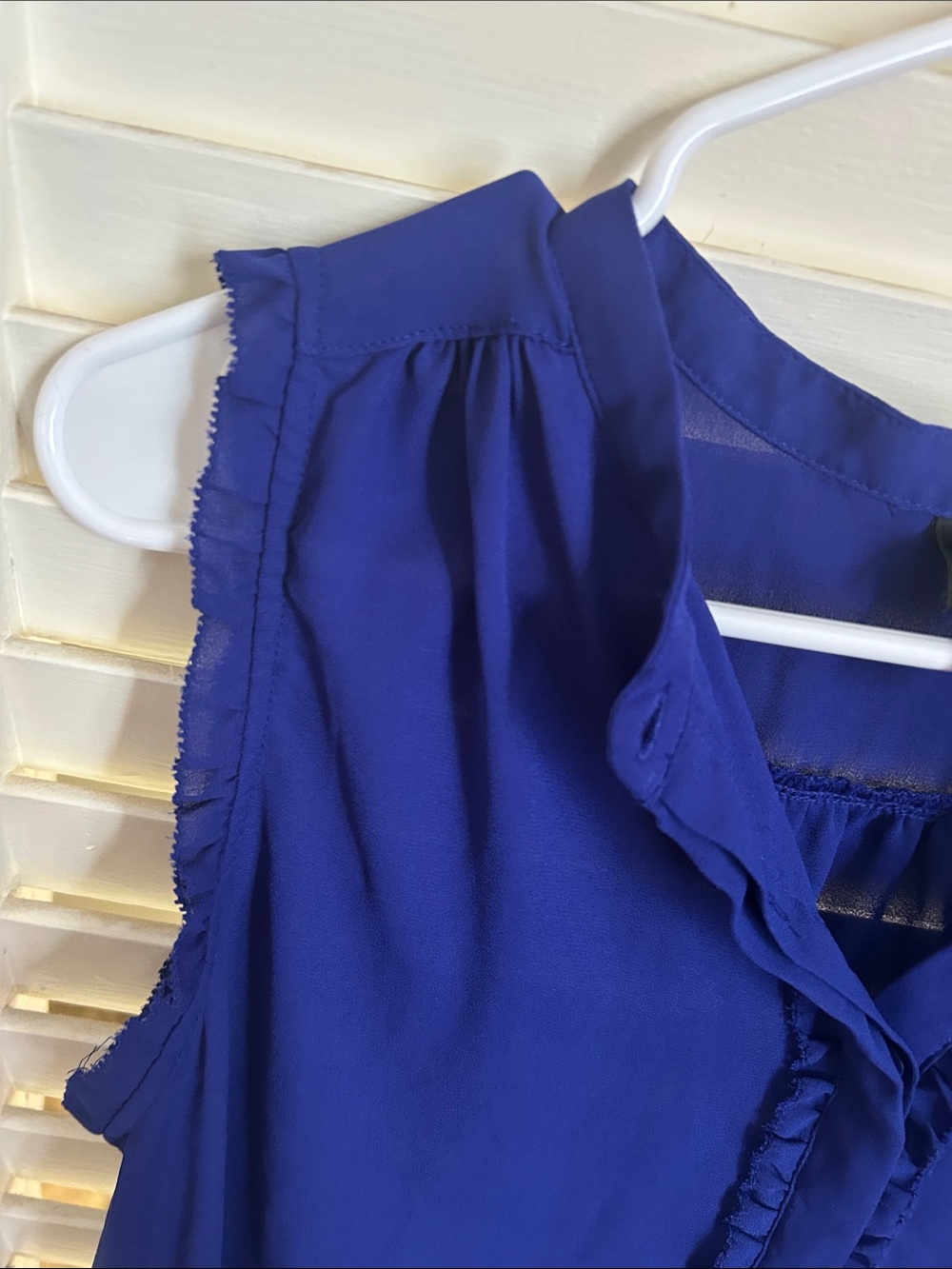 Worthington Royal Blue Sleeveless Ruffle V-Neck Camisole - Picture 5 of 9